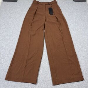 NWT Jenni Kayne Women 0 Wide Leg Pleated Relaxed Greta Trousers Rust Brown $495